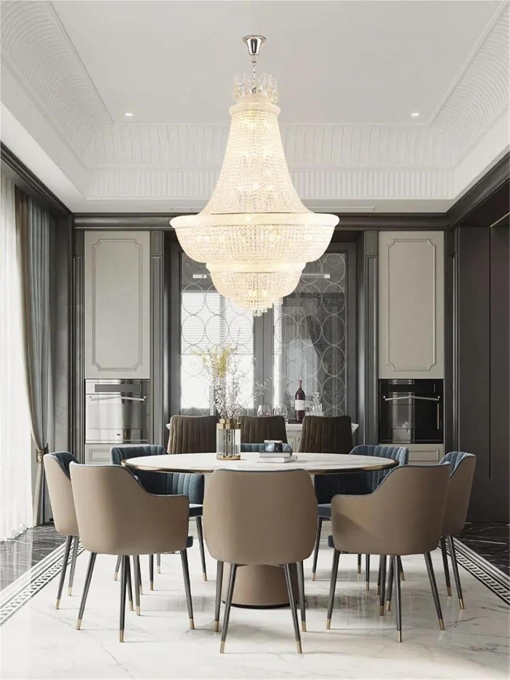 Dimmable LED K9 Crystal Gold Silver Chandelier Lighting Hanging Light Suspension Luminaire Lampen for Living Room Staircase,Dining Light Fixtures