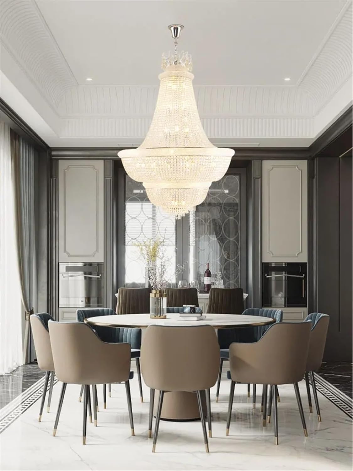 Dimmable LED K9 Crystal Gold Silver Chandelier Lighting Hanging Light Suspension Luminaire Lampen for Living Room Staircase,Dining Light Fixtures