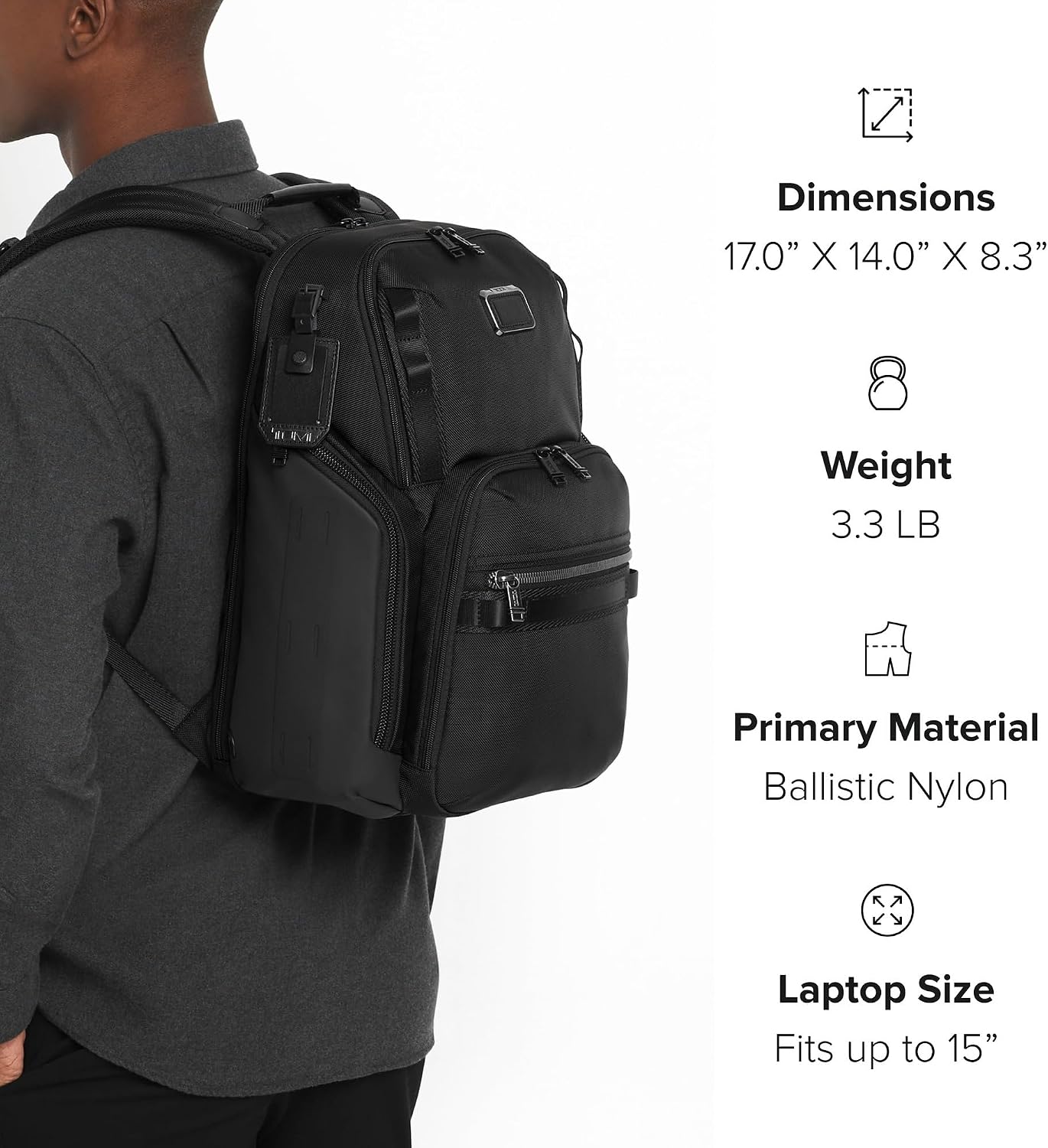 TUMI - Alpha Bravo Search Backpack - Laptop Backpack for Men & Women - Backpack for Work & Travel - 17.0' X 14.0' X 8.3' - Black