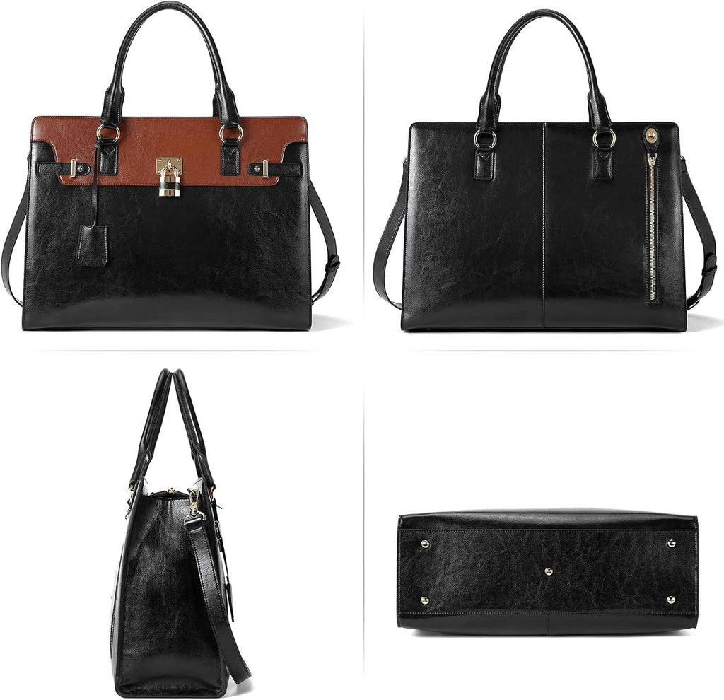 BOSTANTEN Briefcase for Women 15.6 inch Leather Laptop Bag Vintage Slim Lawyer Business Bag Stylish Work Purse