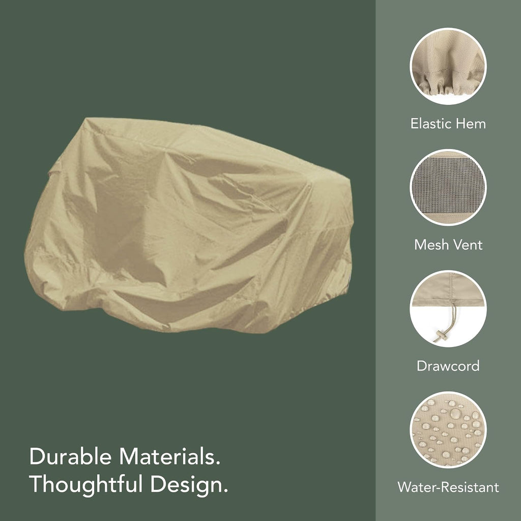 Covermates Elite Zero‑Turn and Riding Lawn Mower Cover – Heavy‑Duty Polyester All‑Weather Outdoor Protection Water‑Resistant, Drawcord, & Breathable Vent, 58W x 82D x 52H, Khaki