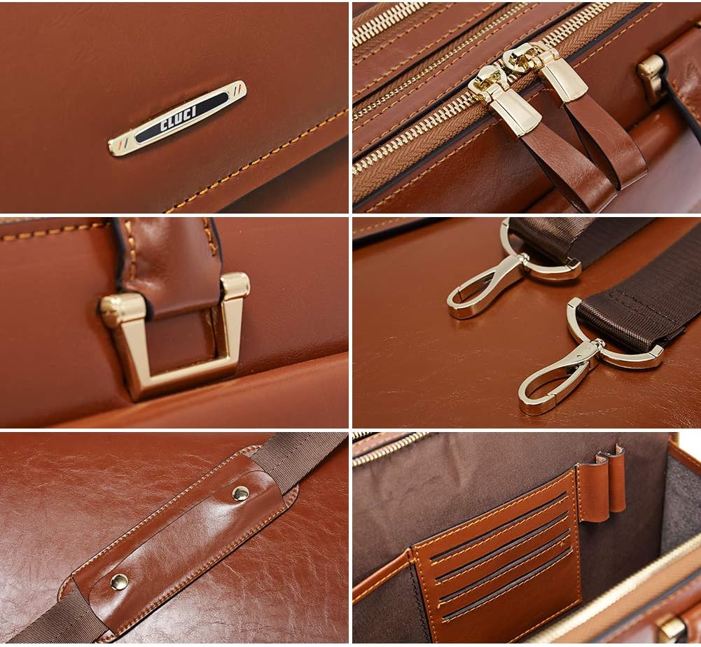 CLUCI Briefcase for Women Oil Wax Leather Business 15.6 Inch Laptop Handbag Vintage Slim Large Shoulder Work Bag | Oil Wax Leather, Business, 15.6 Inch, Laptop, Vintage, Slim