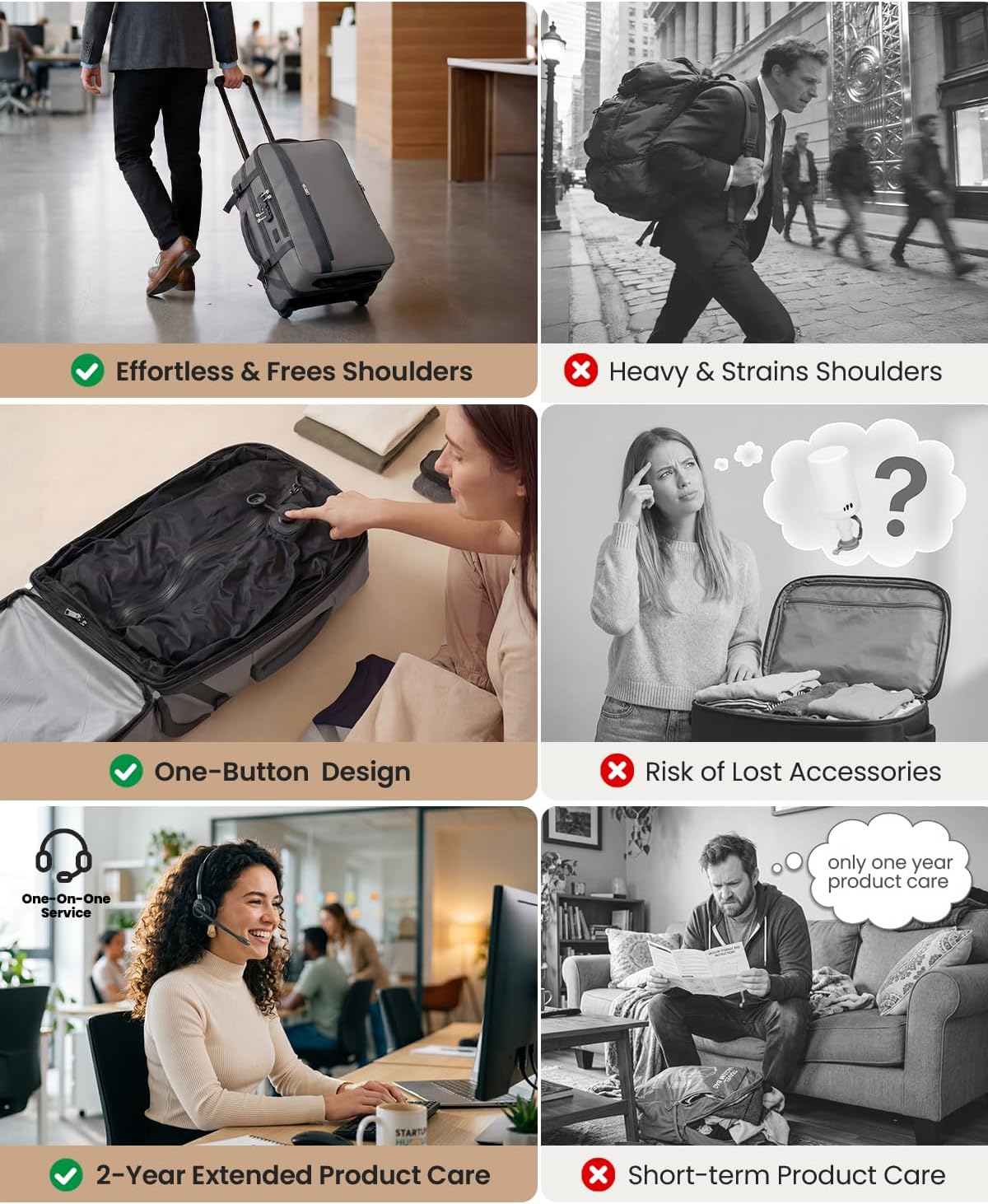 Fanwoli Rolling Vacuum Backpack Travel with One-Button Compression, Expandable Carry-On Suitcase Luggage, Approved TSA Lock & Water-Proof Laptop Compartment for Outdoor/Family/Business Trips