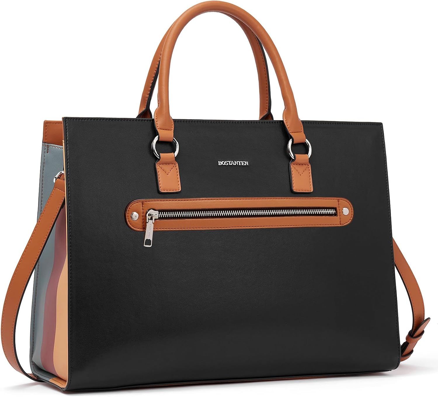 BOSTANTEN Leather Laptop Briefcase for Women Shoulder Bag 15.6 Inch Business Computer Work Tote
