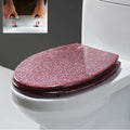Black Toilet Seat Cover, Sparkly Toilet Seat Glitter Toilet Seat Slow Close Toilet Seat Round, Top/Bottom-Fixed, Quick Release Easy Installation and Cleaning,Gold(Orange)