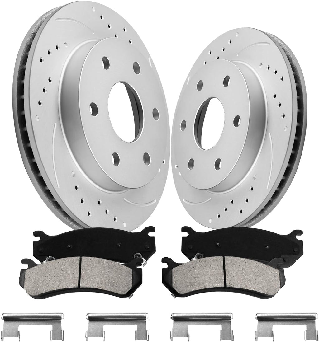 Anpulsero Front Brake Pads and Rotors Kit Compatible with 1999-2006 Chevy Silverado 1500, 2000-2006 Chevy Tahoe, 2000-2006 Suburban 1500 | 305mm(12in) | Anti-Rust Geomet Coated | D785-7653 & 55054