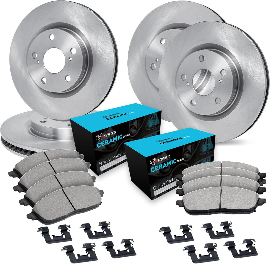 R1 Concepts Front and Rear Brake Kit Fits 2016-2017 Lexus IS200t; 2018-2020 Lexus IS300; 2014-2020 Lexus IS350| Ceramic Pads, Blank Rotors| Hardware| 13.1' Front & 12.2' Rear