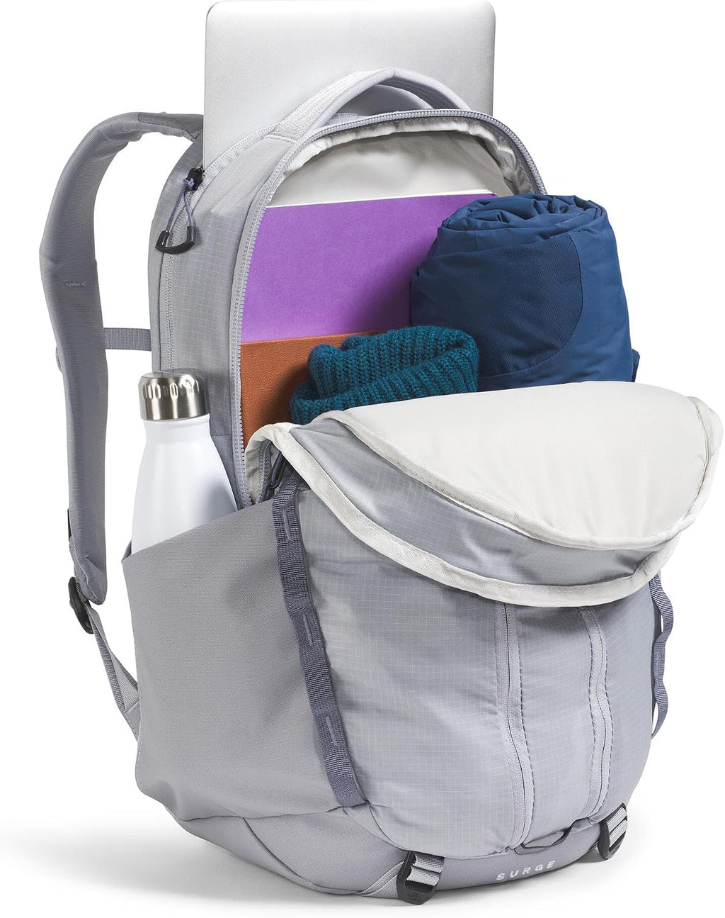 The North Face Women's Surge Commuter Laptop Backpack - Everyday Travel Bag, Laptop Sleeve, Water-Repellent, Blue Flax/Twilight Galaxy, One Size