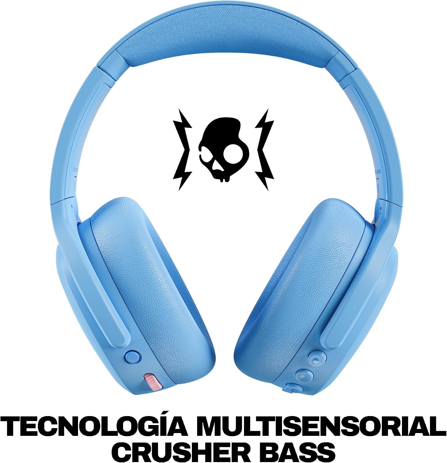 Skullcandy Crusher ANC 2 Wireless Over-Ear Bluetooth Headphones with Extra USB-C Charging Cable, Multi-Sensory Bass, Active Noise Cancelling, 60 Hours Battery, Microphone iPhone Android - Preppy Blue