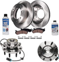 Detroit Axle - 4WD Front Wheel Bearing Hubs Brake Kit for Chevy Silverado Avalanche Suburban GMC Sierra Yukon XL 2500 3500 Hummer H2 Brake Rotors Brakes Pads Wheel Bearing Hubs Replacement
