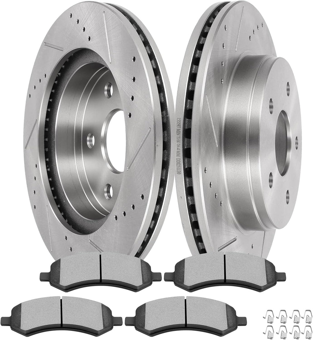 SCITOO Disc Brake Pads and Rotors Front 13.23' Rotors Replacement For Chrysler For Aspen 07-09,For Dodge For Durango 07-09│For Ram 1500 06-10,For Ram For 1500 11-18, 5/Lugs Vented Brake Kits