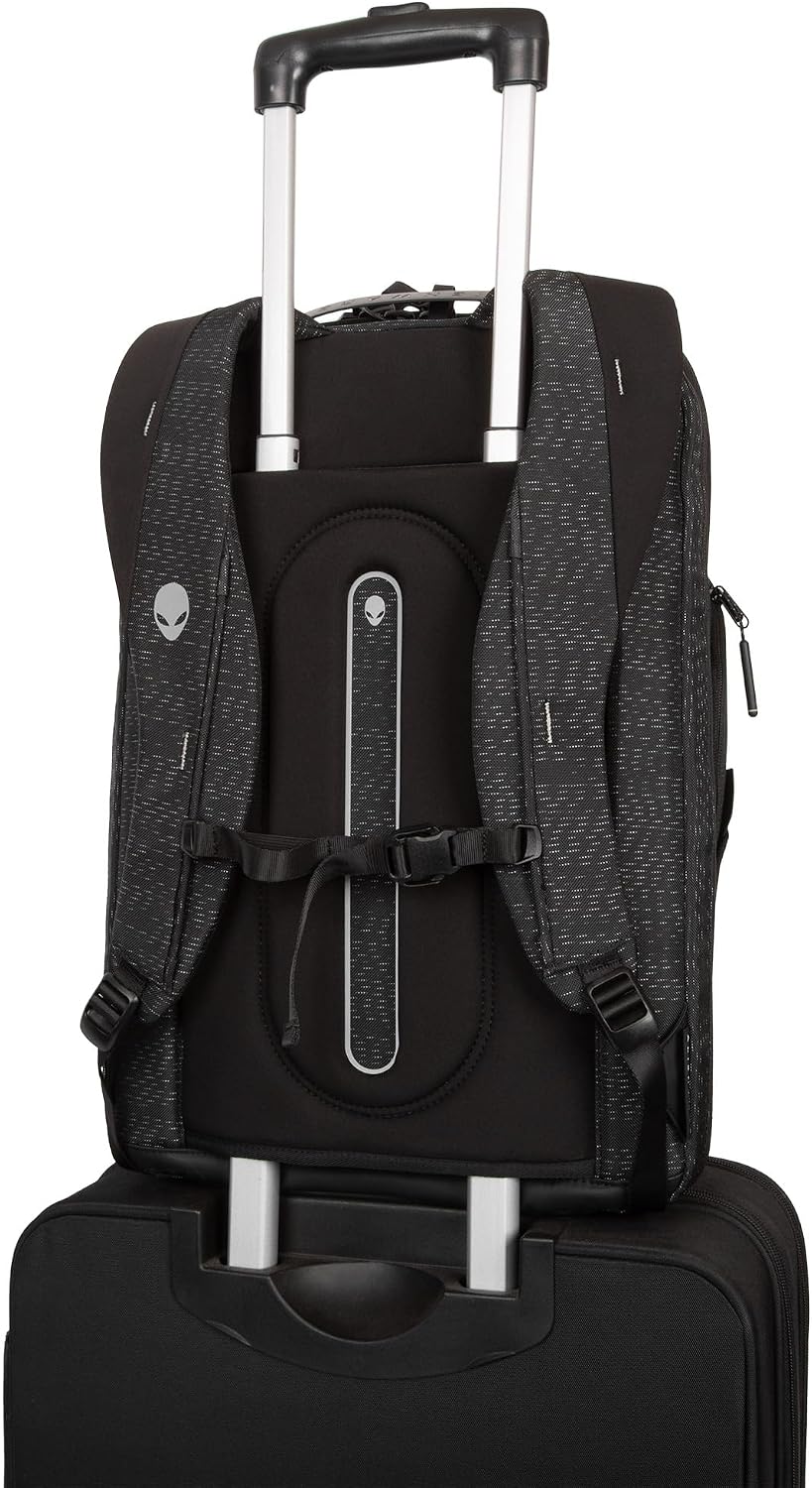 Alienware AW724P Horizon Travel Backpack - Fits upto 18-inch, 840D Fabric, EVA Foamed, Weather-resistant, Shockproof, Padded Shoulder Strap, Padded Back, RFID Blocking Pocket - Galaxy Weave Black