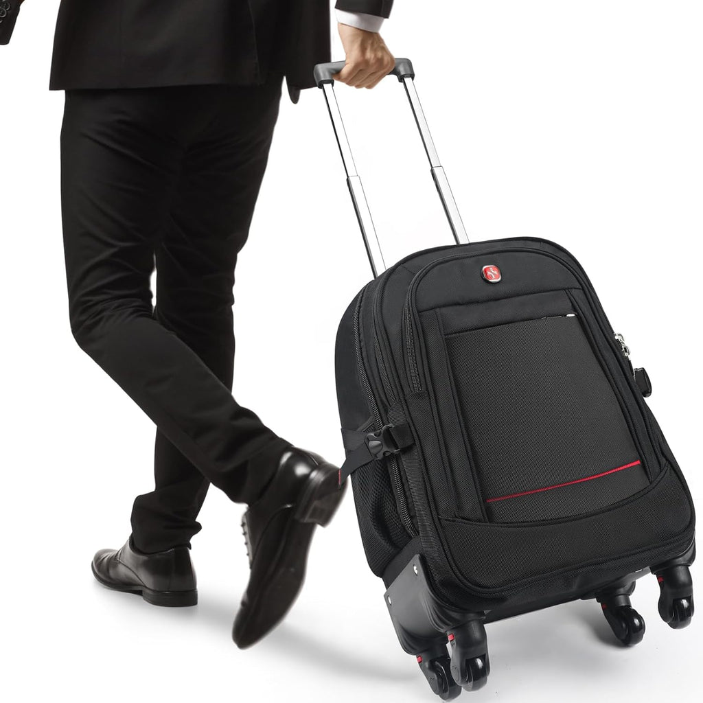 star cloud 45L Rolling Backpack for 17.3' Laptop - 22x14x9', Water-Resistant Luggage with 4 Extra Wheels, Roller Travel Laptop Backpack for Business, Wheeled Backpack for Travel and Commuting
