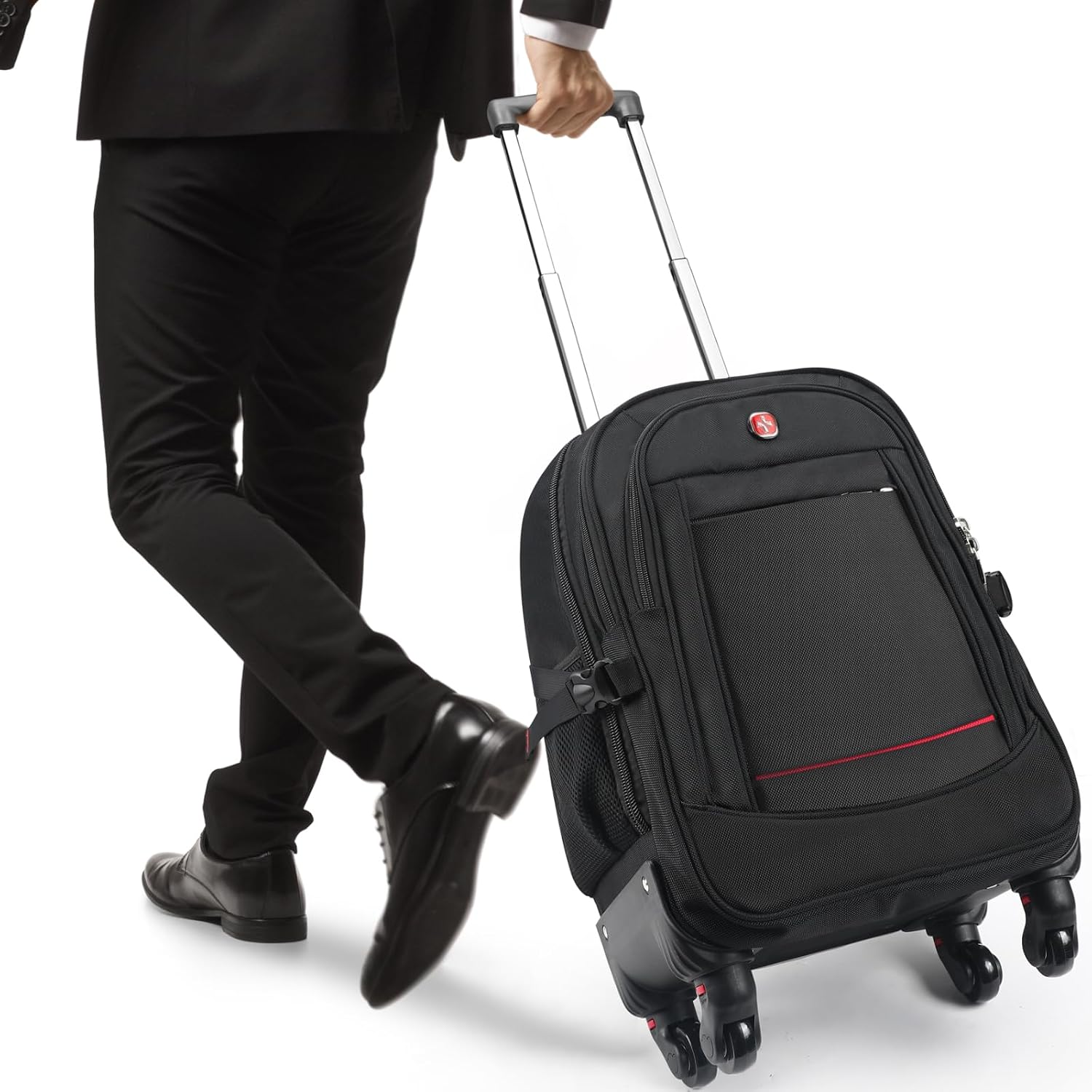 star cloud 45L Rolling Backpack for 17.3' Laptop - 22x14x9', Water-Resistant Luggage with 4 Extra Wheels, Roller Travel Laptop Backpack for Business, Wheeled Backpack for Travel and Commuting