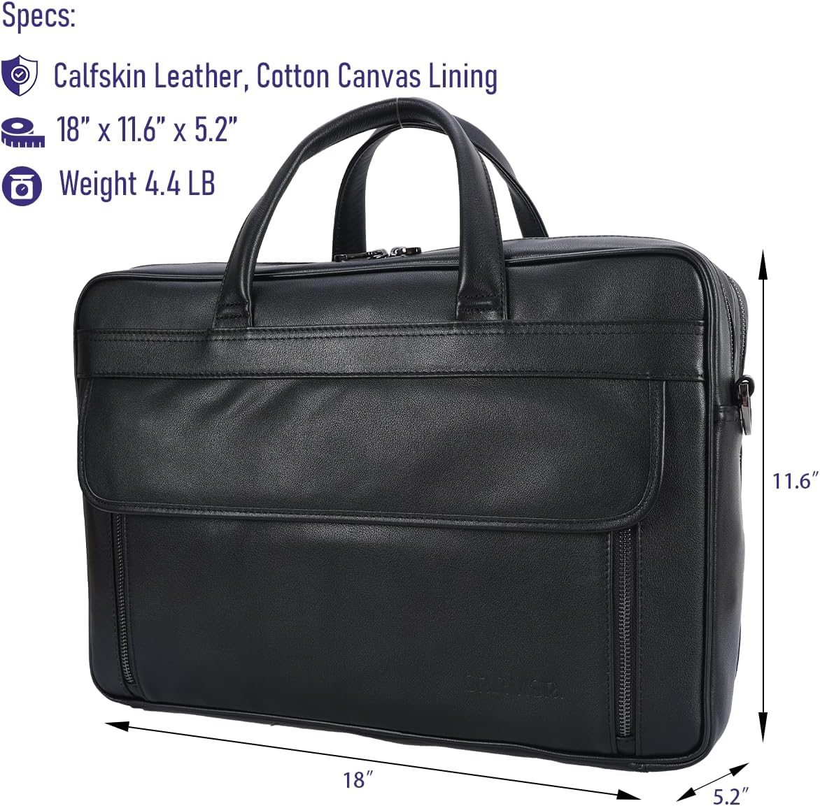 STAR VISTA Sforza Large 18' Laptop Messenger Bag, Leather Briefcase for Men, Business Travel, YKK Zippers and Brass Hardware