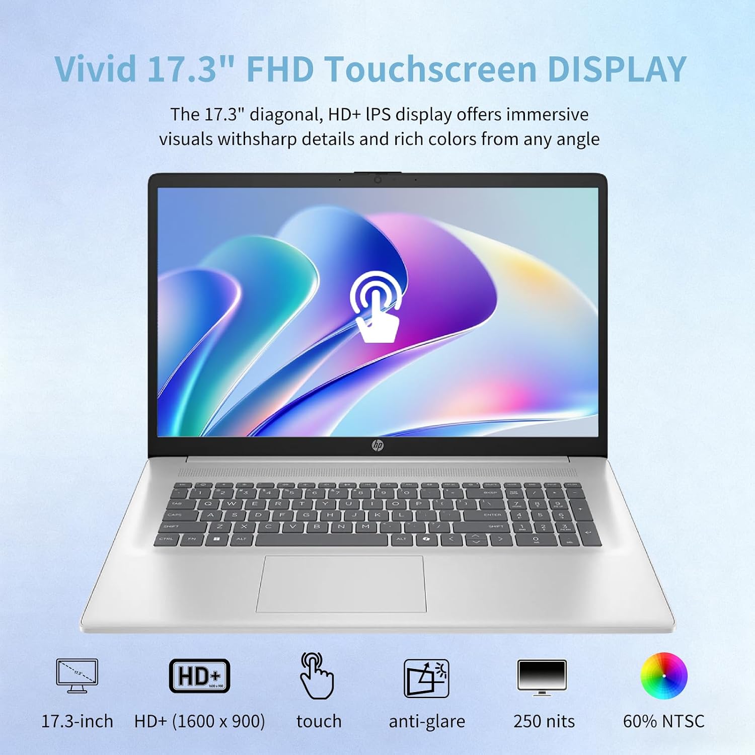 HP 17 Touchscreen Laptop Computer, AMD Ryzen 5 7430U, 17.3' HD+ AntiGlare Display, 64GB RAM, 2TB SSD, Backlit Keyboard, for Business & Student, Fast Charge, Copilot, HD Camera, Win11 Pro, Patented Kit