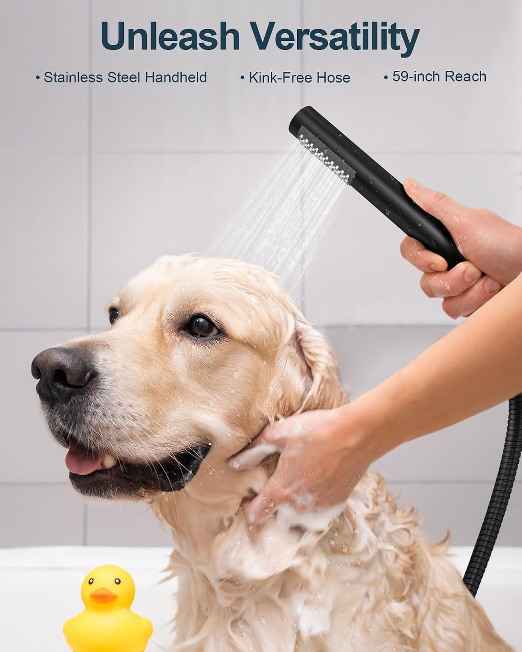 10 Inch Round Shower Faucet Set with Tub Spout, High Pressure Rainfall Shower Head and Handheld Sprayer Combo, Matte Black