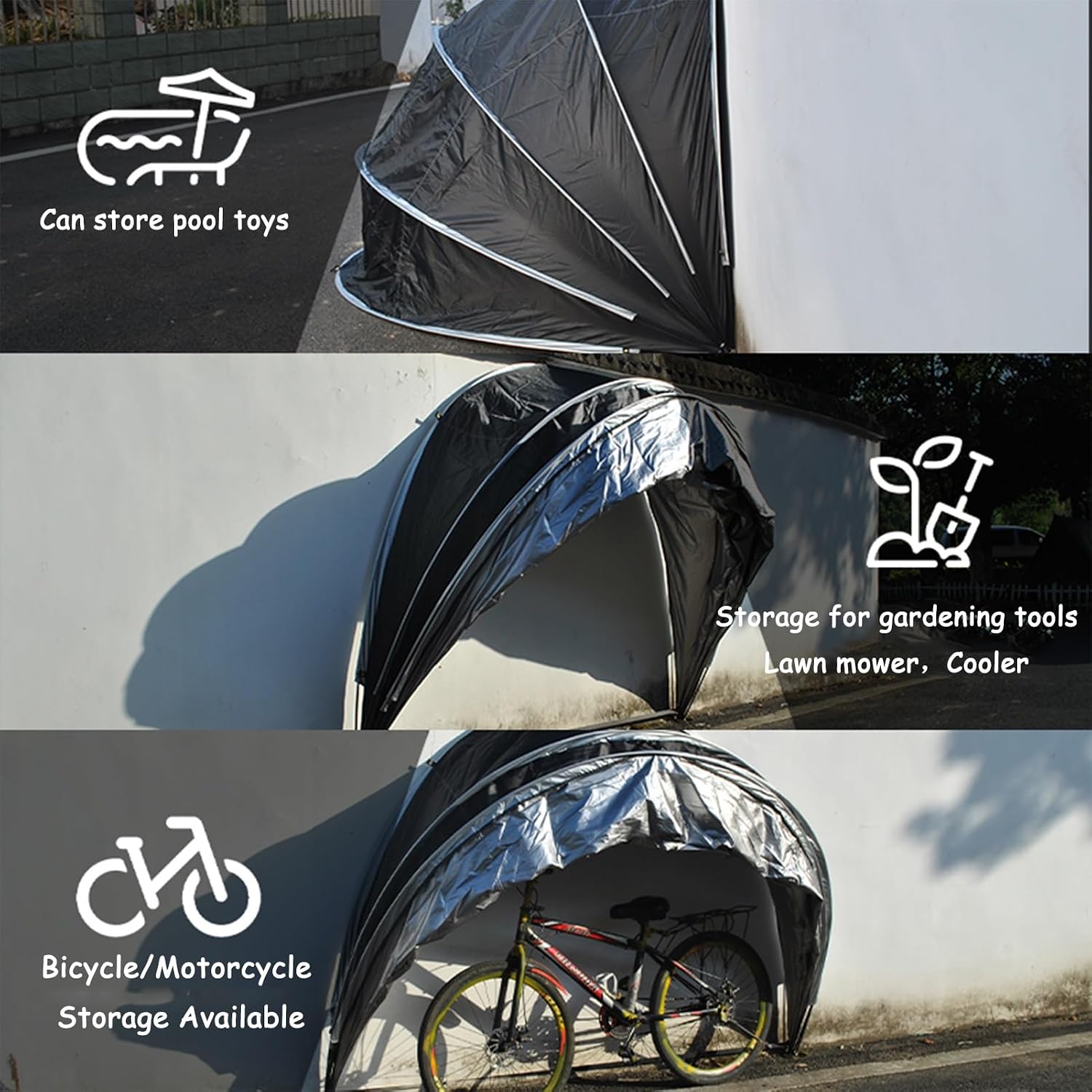 Bike Cover Waterproof Outdoor Waterproof Oxford Fabric Storage Tent For 2 Bikes for Motorcycle,Garden Tools,Toys,Lawn Mower(D)