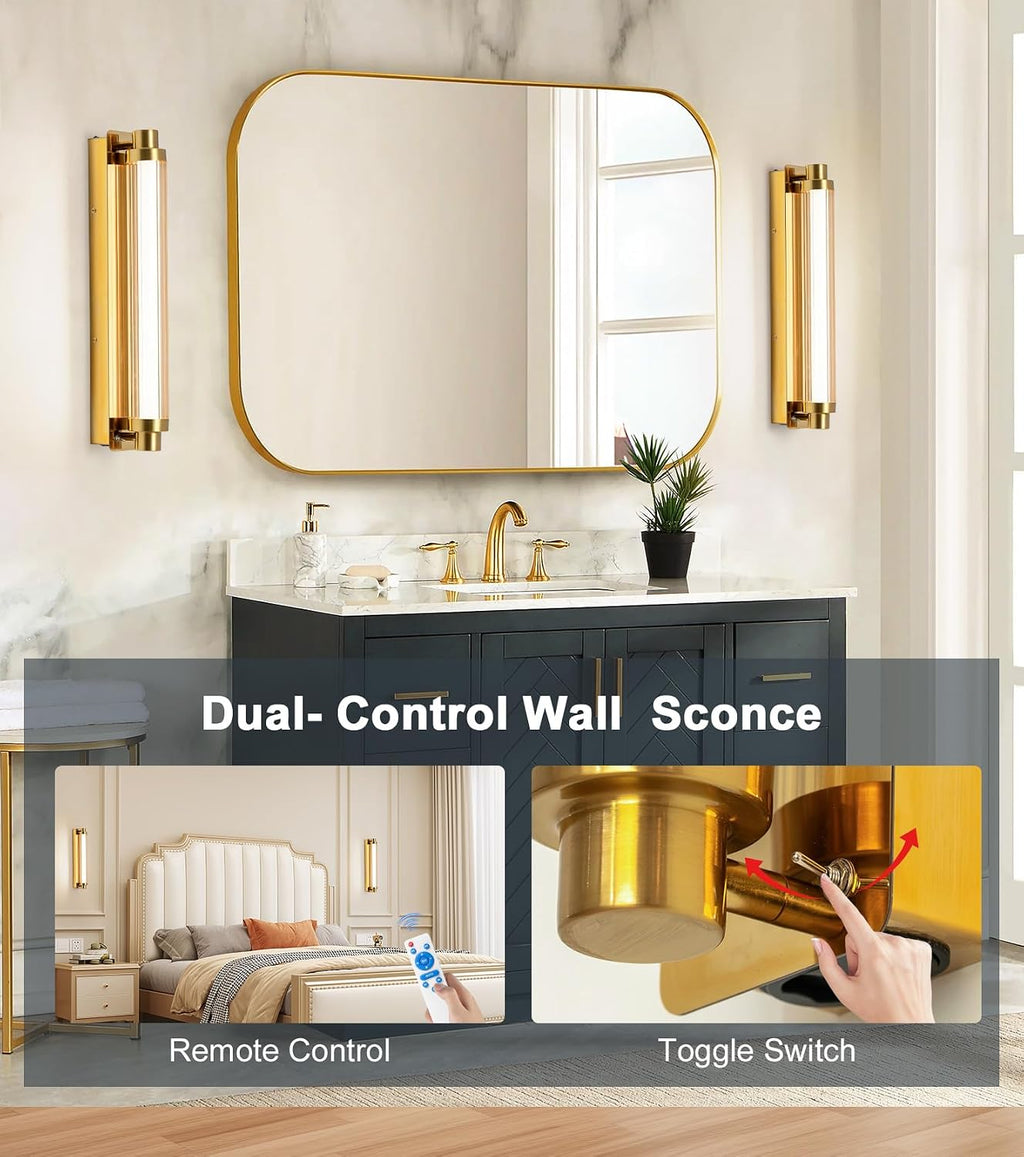 Battery Operated Wall Sconce Wall Decor Set of 2, Gold Rechargeable Wall Sconces 15000mAh Detachable Battery Wall Light Modern No Hardwiring Portable Lighting for Wall Painting, Bedroom, Hallway