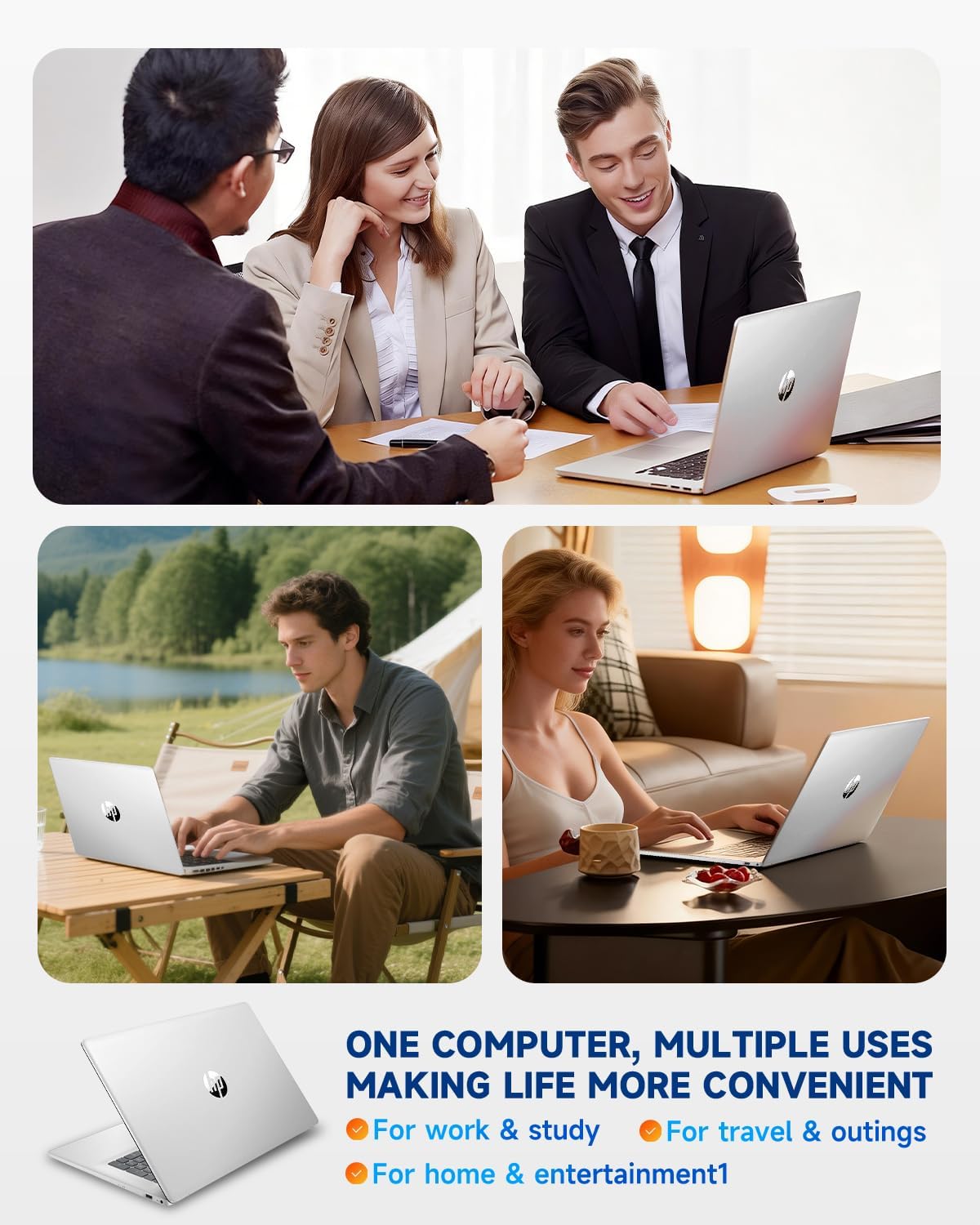 HP 17 inch FHD Student Business Laptop, AMD Ryzen 5 7430U, 32GB RAM 1TB SSD, Windows 11 Pro, 17.3' FHD IPS, Copilot AI, Numeric Keyboard, Type-c, w/Accessories