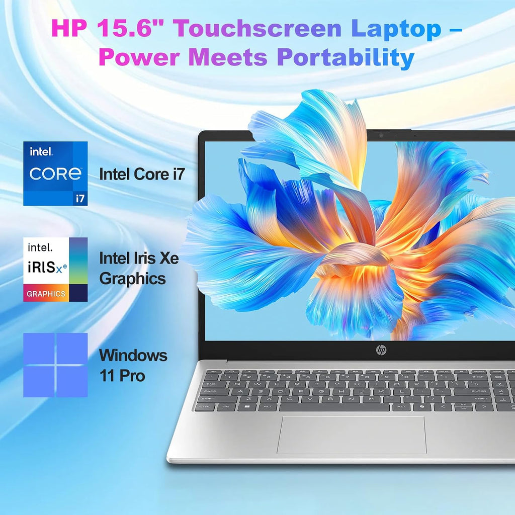HP 15.6' FHD Touchscreen Business Laptop, Intel 10-Core i7-1355U(up to 5 GHz), 32 GB RAM, 1 TB SSD, Intel Iris Xe GPU, Wi-Fi 6, Camera, HDMI, Copilot, Long Battery Life, Windows 11 Pro, w/Accessories