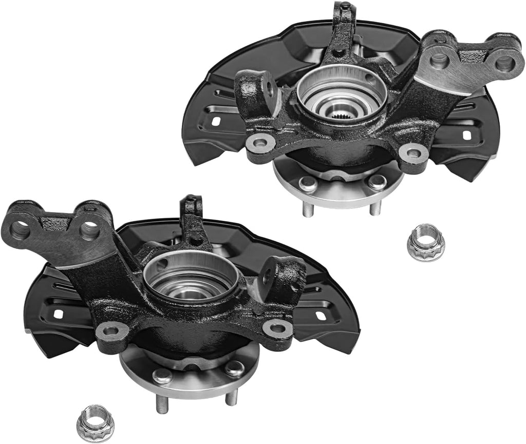 Detroit Axle - FWD Front Steering Knuckles & Wheel Hub Bearings Disc Brake Calipers with Brackets Replacement for 2009-2013 Toyota Matrix 2.4L