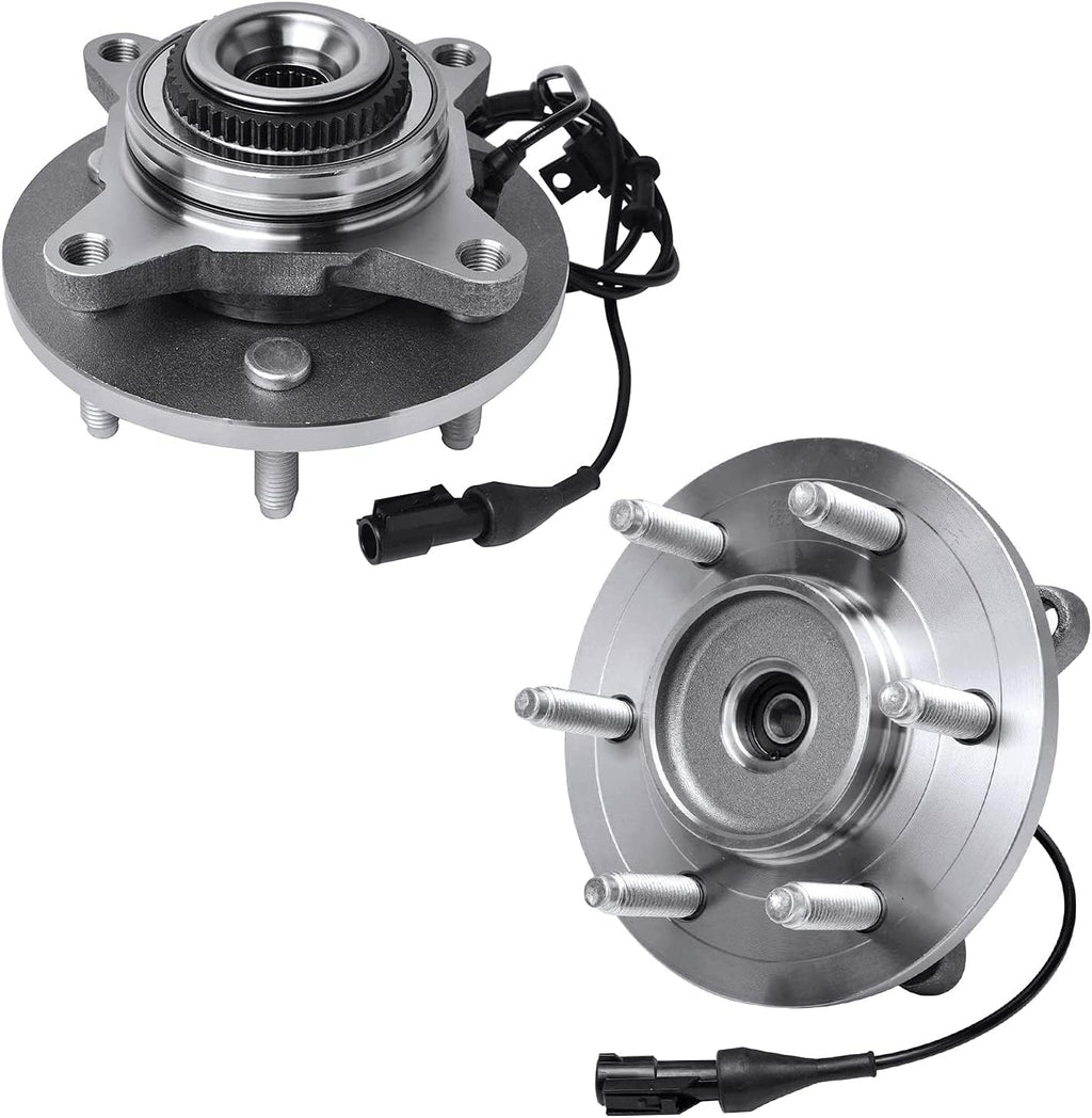 Detroit Axle - 4WD Front Brake Kit for 2004-2008 Ford F-150, 2006-2008 Lincoln Mark LT Brake Rotors Ceramic Brake Pads Wheel Bearing Hubs 2005 2007 Replacement: 12.99' inch Front Rotor