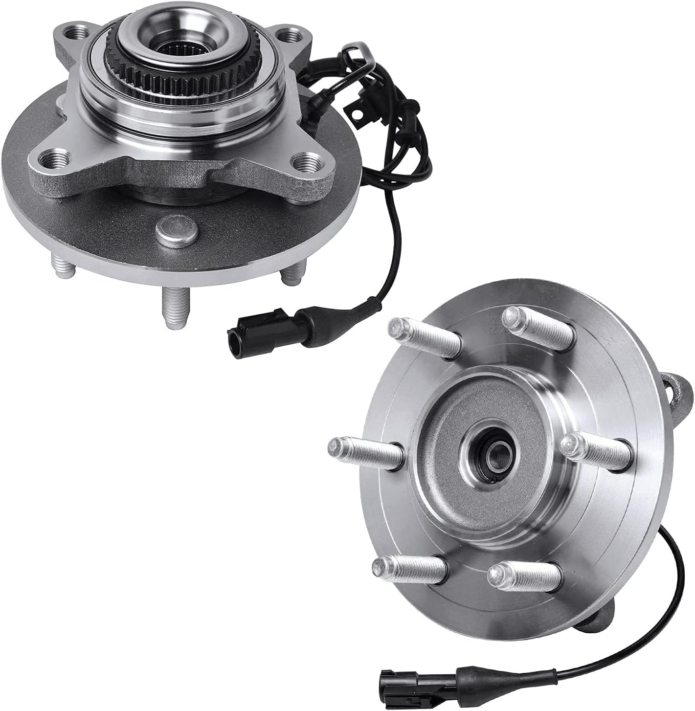Detroit Axle - 4WD Front Brake Kit for 2004-2008 Ford F-150, 2006-2008 Lincoln Mark LT Brake Rotors Ceramic Brake Pads Wheel Bearing Hubs 2005 2007 Replacement: 12.99' inch Front Rotor