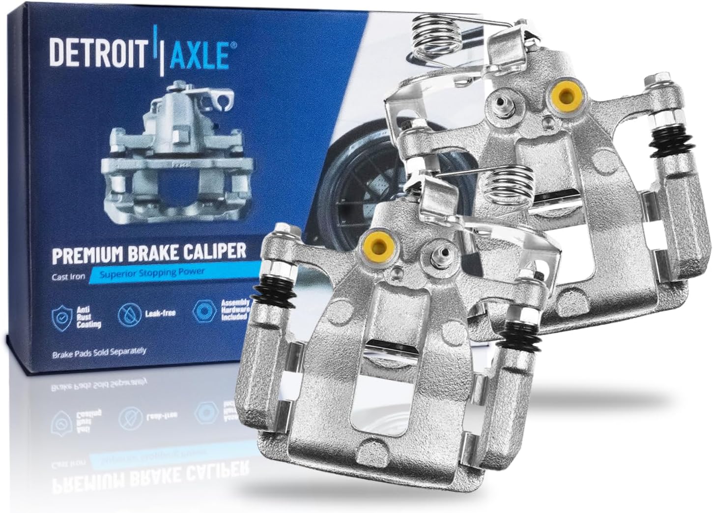 Detroit Axle - 2pc Rear Brake Calipers for 2012-2017 Kia Rio Disc Brake Calipers with Brackets 2013 2014 2015 2016 Replacement