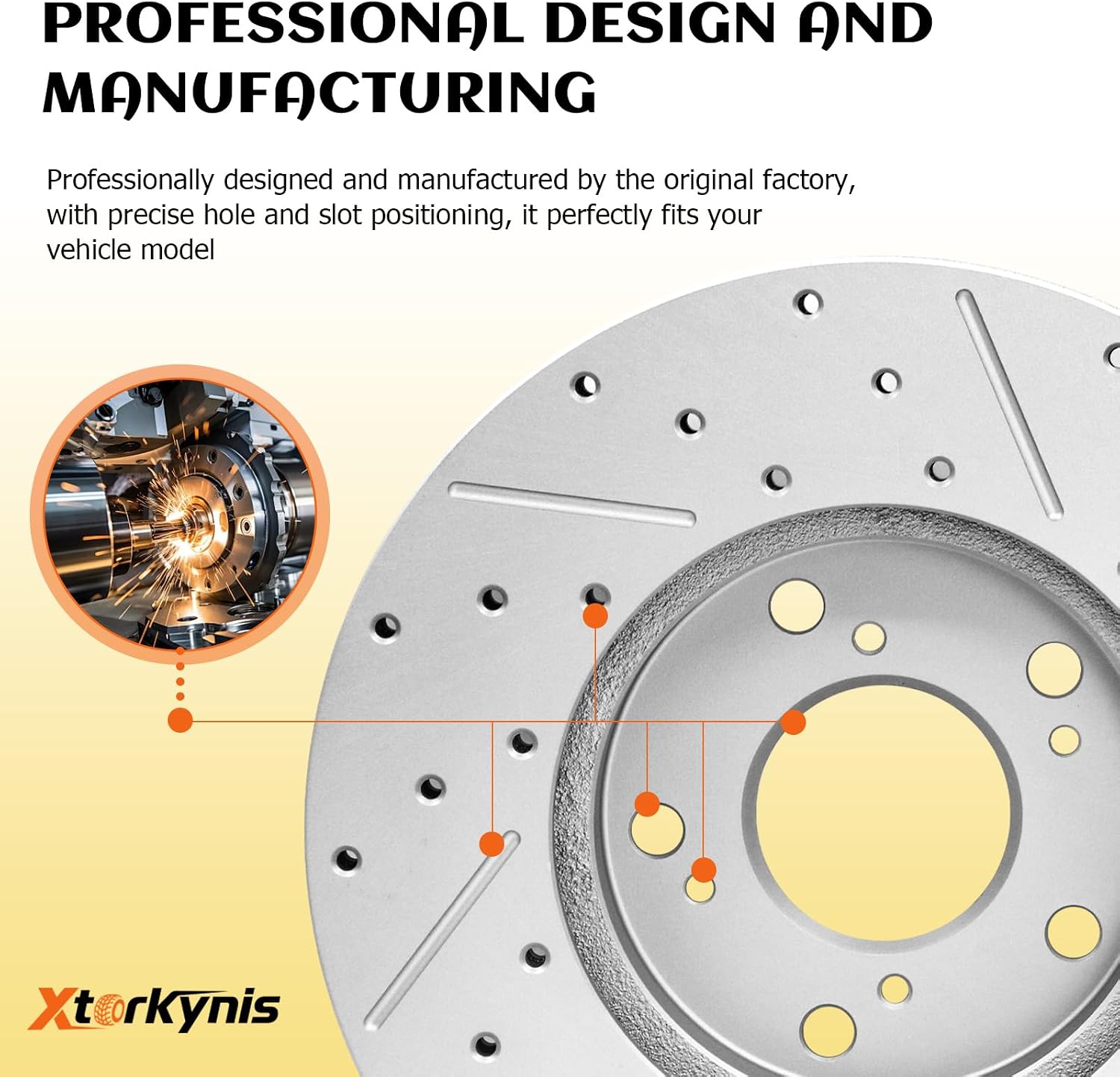 Front Brake Kit, Drilled and Slotted Brake Rotor with Ceramic Pads for Chevy Avalanche Express Silverado Suburban Savana 1500 2500 3500 Hd, Gmc Sierra Yukon Xl 1500 2500 3500 Hd, Hummer H2