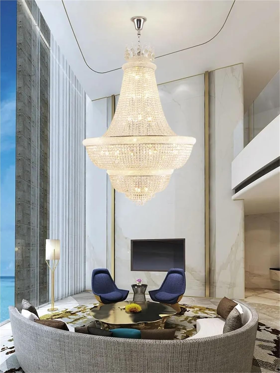 Dimmable LED K9 Crystal Gold Silver Chandelier Lighting Hanging Light Suspension Luminaire Lampen for Living Room Staircase,Dining Light Fixtures