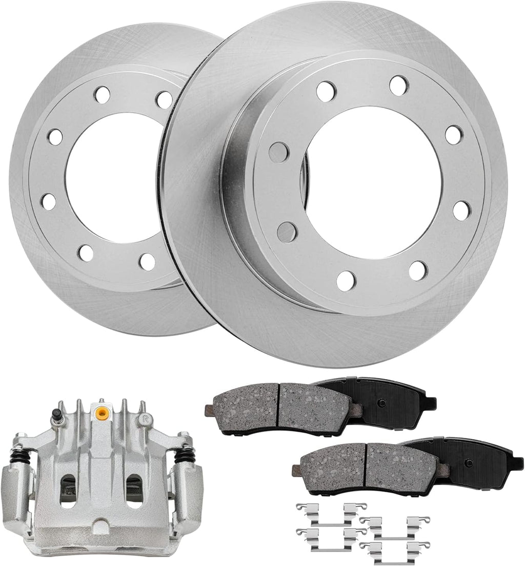 Detroit Axle - Rear Brake Kit for 00-04 Ford F-250 Super Duty F-350, 00-05 Excursion, Disc Brake Rotors Ceramic Brake Pads Brake Caliper 2000 2001 2002 2003 2004 2005 Replacement