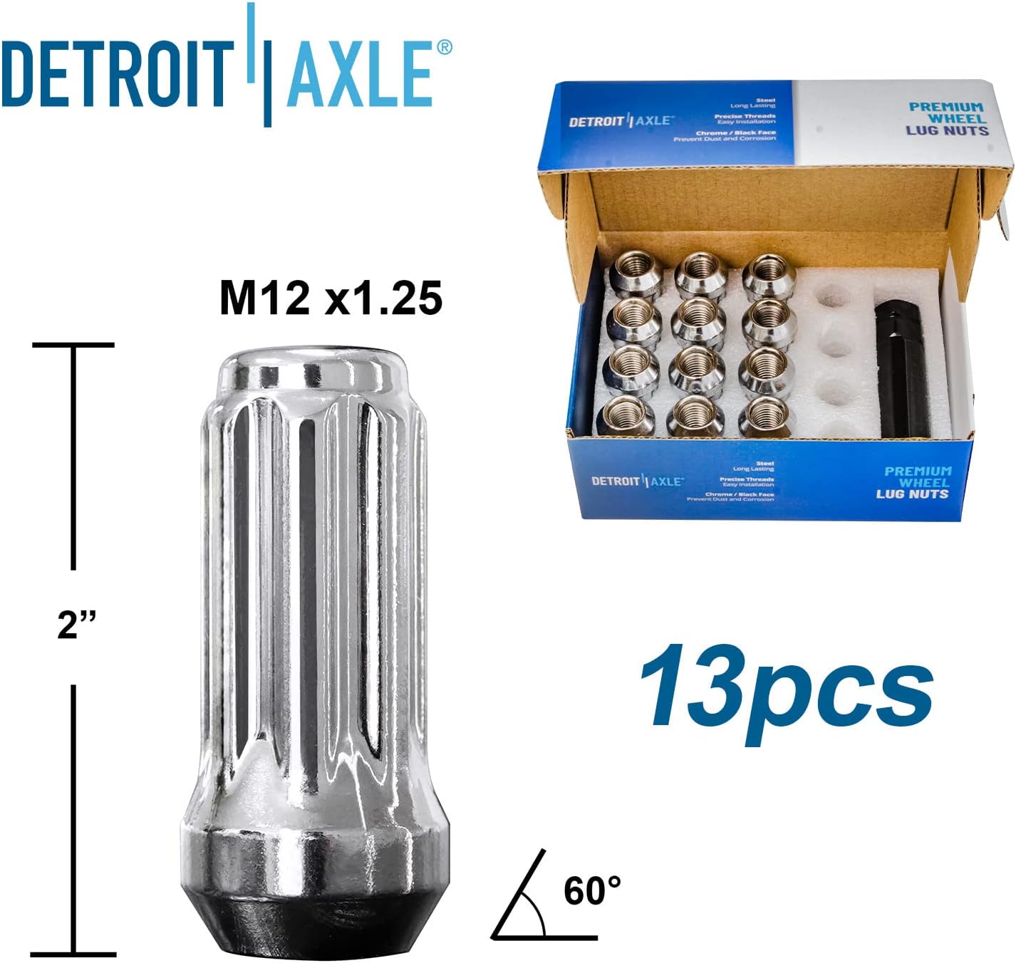 Detroit Axle - 325mm Front & Rear Disc Rotors Brake Pads + 24pc Lug Nuts w/keys Replacement for Rainier SSR Ascender Envoy 9-7X - 36pc Set