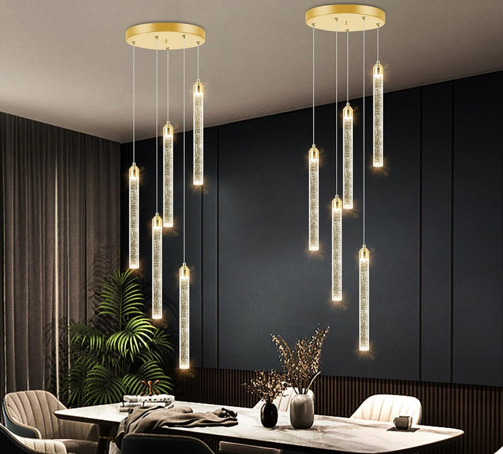 Mini Chandelier Modern Pendant Lights LED Bubble Crystal Kitchen Island Light Fixtures Gold Mini Pendant Lighting for Kitchen Island Dining Room Bedroom Bar Dimmable Ceiling Hanging Lights 2700K 6000K