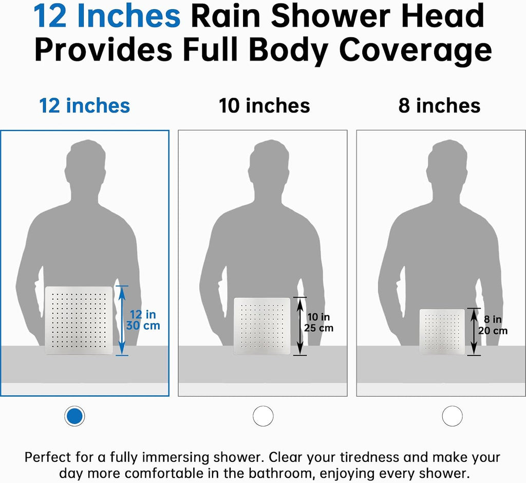 G-Promise All Metal 12 Inches Rainfall Shower Head with Handheld Spray Combo, 3 Settings Diverter, Adjustable Extension Arm with Lock Joints, 71 Inches Stainless Steel Hose (Brushed Nickel)