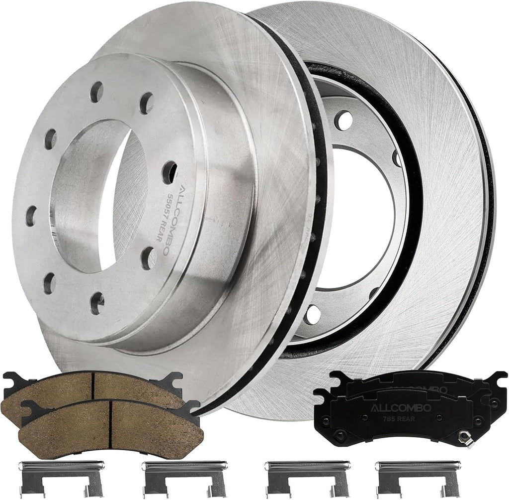 ALLCOMBO 12.99' Rear Brake Kit for 2001 2002 2003 2004 2005 2006 Chevrolet Silverado 1500 2500 HD, for Chevy Suburban GMC Sierra Yukon XL 1500 2500 HD Brakes, Rotors and Pads Replacement 55057 785