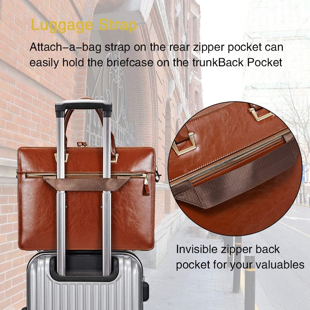 CLUCI Briefcase for Women Oil Wax Leather Business 15.6 Inch Laptop Handbag Vintage Slim Large Shoulder Work Bag | Oil Wax Leather, Business, 15.6 Inch, Laptop, Vintage, Slim