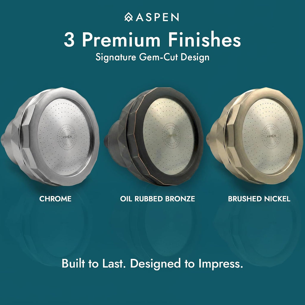 Aspen Filtered Shower Head for Healthy Hair & Skin | Removes Chlorine, Hard Water & Heavy Metals | High Pressure Shower Head with Filter | Water Softener | KDF-55