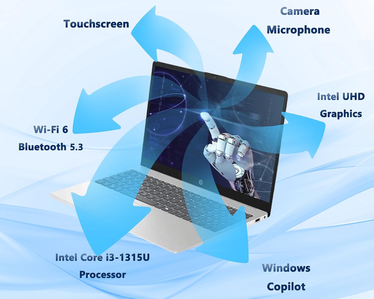 HP 15.6' Touchscreen Laptop for Students, Intel Core i3, 16GB RAM|1TB SSD, Lightweight, Long Battery Life, Perfect for Online Classes, Homework & Campus Use, Webcam/Mic, Wi-Fi 6, ROKC Docking Bundle