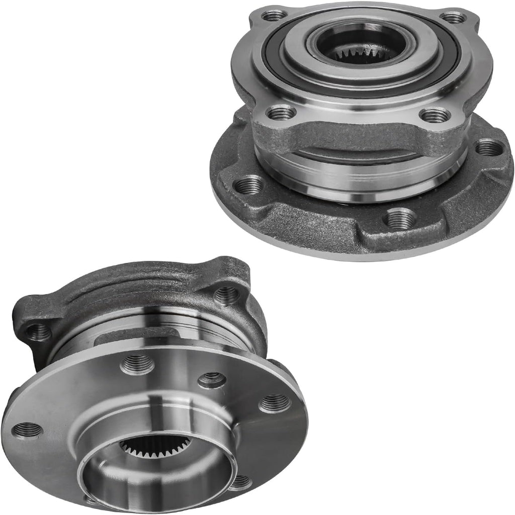 Detroit Axle - 12pc Brake Kit for 2007-2018 BMW X5, 2011-2019 X6 Front and Rear Disc Brake Rotors Ceramic Brake Pads Wheel Bearing Hubs Replacement: 13.07' inch Front & 12.59'' inch Rear Rotor