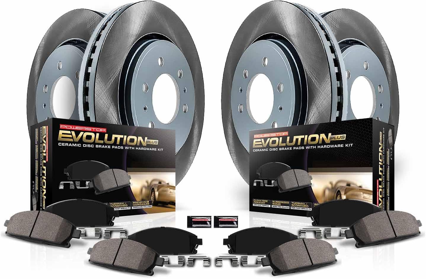 PowerStop Front and Rear Brake Kit for Buick Enclave 2008-17 |Chevrolet Traverse 2009-17 |GMC Acadia 2007-16 |Acadia Limited 2017 - Ceramic Brake Pads + Semi Coated Rotors Replacement, SC4466