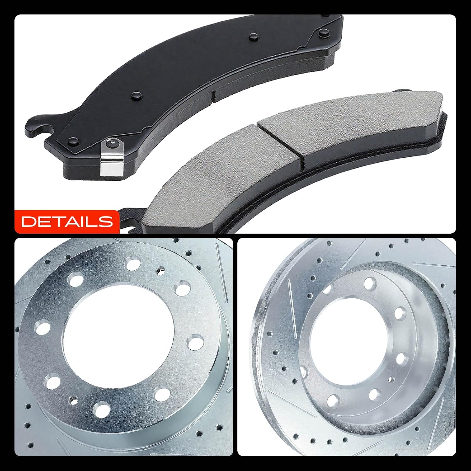 A-Premium 12.78 inch (324.6mm) Front Drilled and Slotted Disc Brake Rotors + Ceramic Pads Kit Compatible with Select Cadillac, Chevy, GMC & Hummer Models - Silverado, Suburban, Savana, Sierra, Yukon