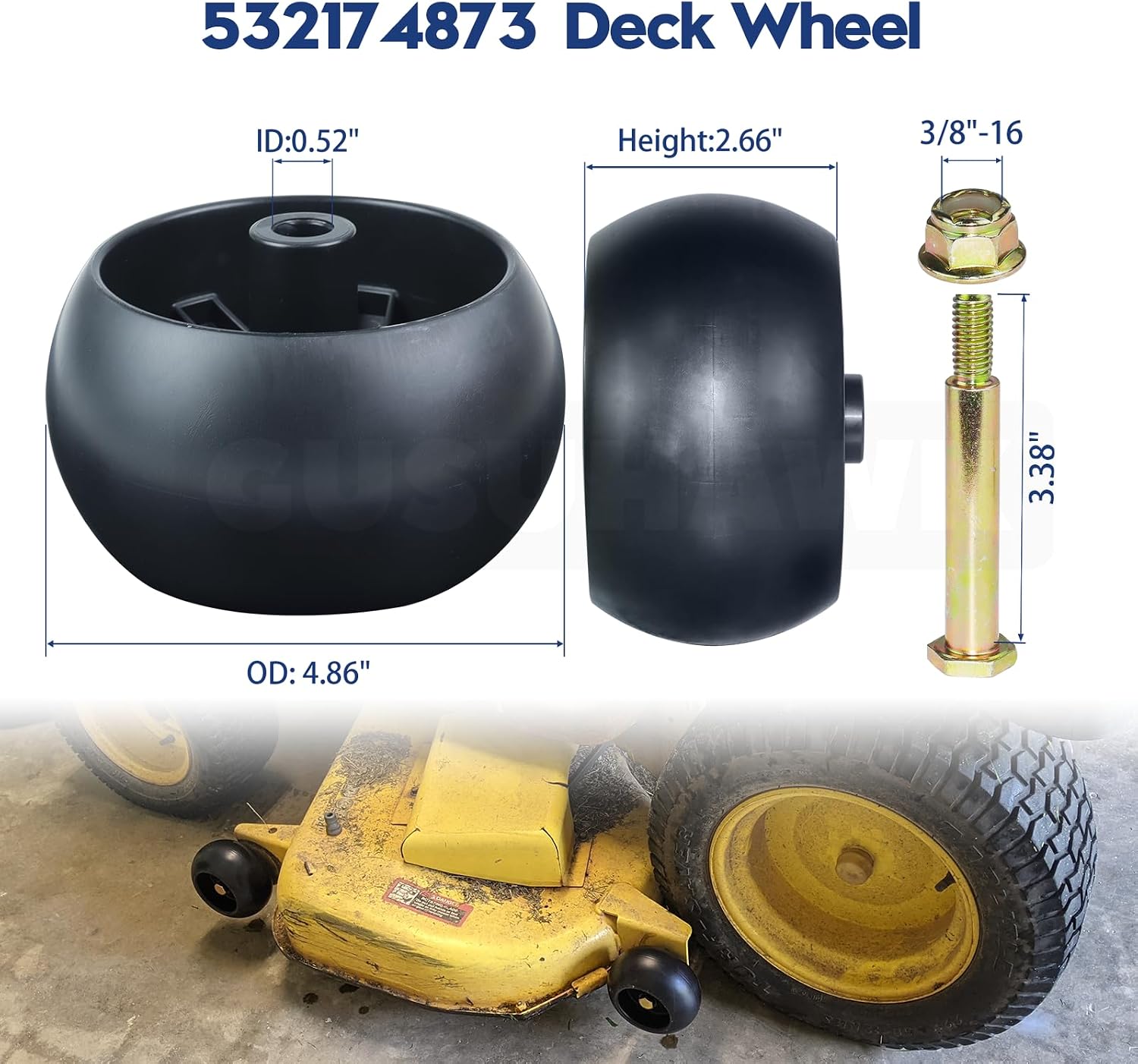 2 Pack 587819701 Spindle Assembly Kit with 197473 Spindle Pulley 196106 177968 Idler Pulley 532405380 Mower Blades 532174873 Deck Wheels 1/2x106 Belt for Husqvarna YTH22V46 Deck Rebuild Kit