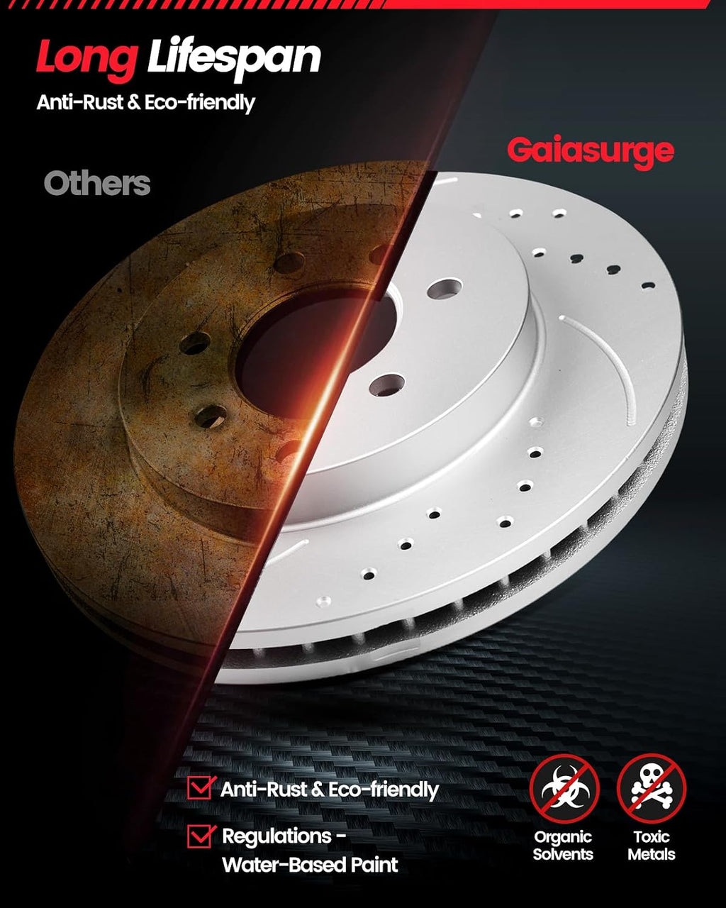 Brake Pads and Rotors Kit Front Drilled Slotted Rotors Compatible with 1999-2006 Chevy Silverado 1500, 2000-2006 Chevy Tahoe, 2000-2006 Suburban 1500 | 304.8mm(12in) Geomet Coated | 6 lugs