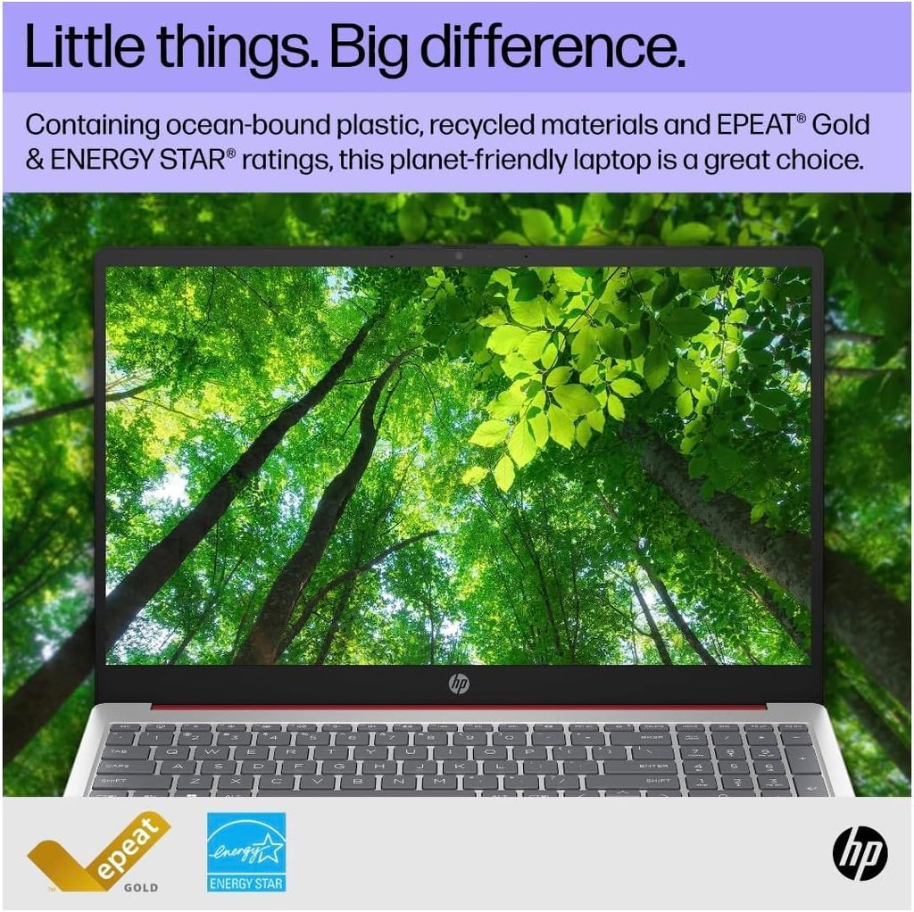 HP 15.6-Inch HD Pentium N200 1.8GHz Intel UHD Graphics 4GB RAM 128 SSD Windows 11 Laptop with 1-Year Microsoft 365 (Scarlet Red)