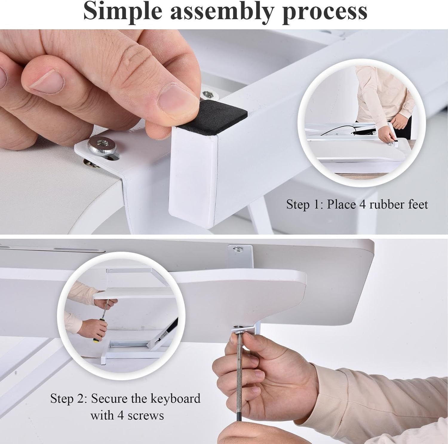 38-inch Standing Desk Converter Height Adjustable Sit to Stand Up Workstation, Duals Monitor and Laptop Riser with Wide Keyboard Tray, for Home, School, Company, White