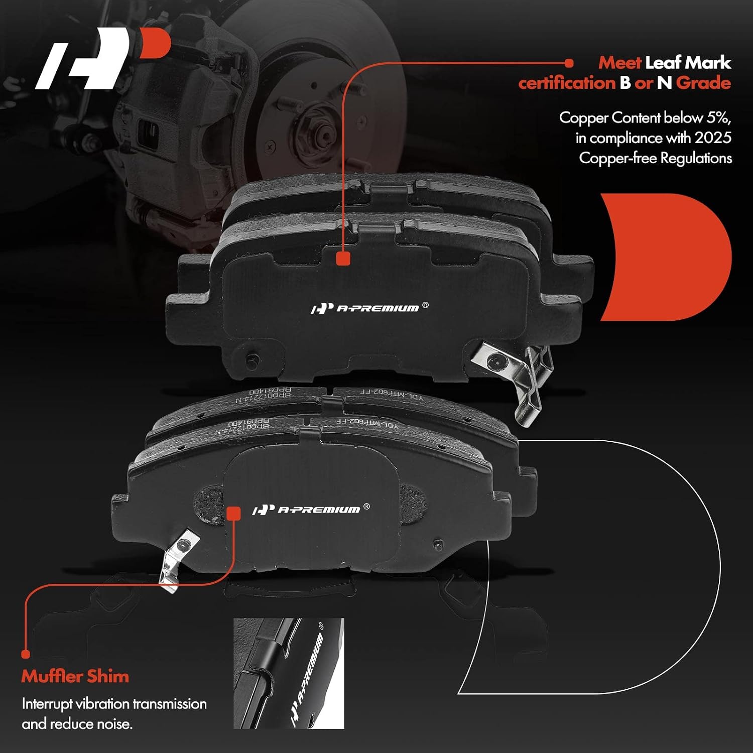 A-Premium Front and Rear Drilled and Slotted Disc Brake Rotors + Ceramic Pads Kit Compatible with Select Honda Models - Pilot 2003 2004 2005 2006 2007 2008, 12-PC Set