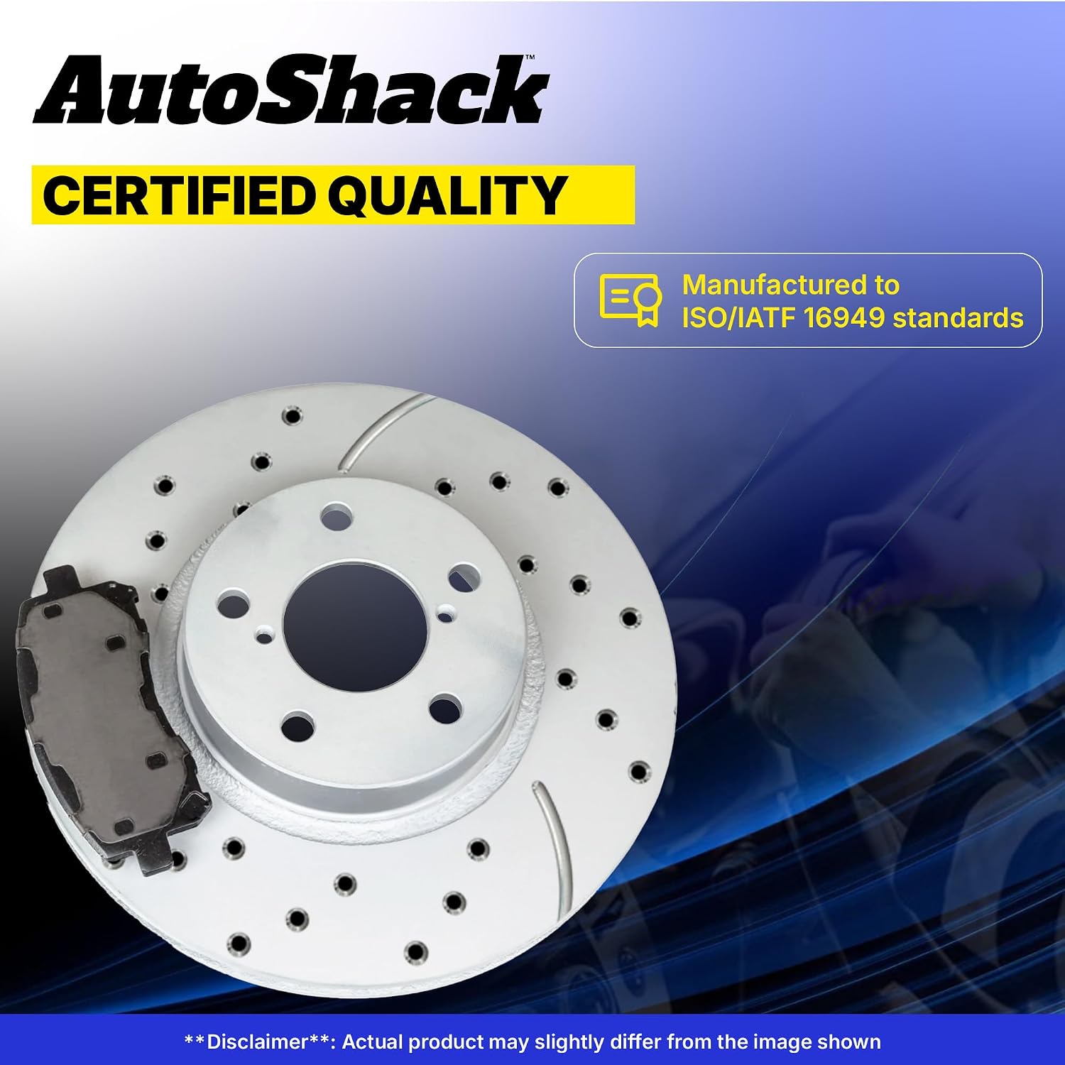 AutoShack Front & Rear Brake Rotors & Premium Pads for Chevrolet, Silverado 2500 HD 2001-2010, 4WD RWD V8 6.0L 6.6L 8.1L - Coated Drilled & Slotted - Silver Matte Finish - TurboGuard