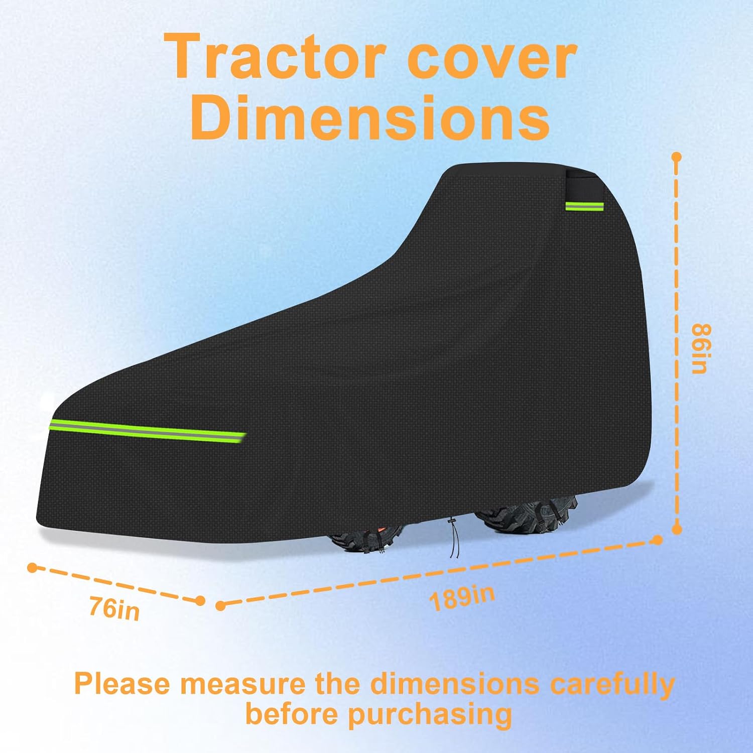 Tractor Cover, Heavy Duty 600D Waterproof Oxford Tractor Cover for John Deere/Kubota/Mahindra Compact Tractors Front Loaders & Backhoes, All Weather UV Protection (189' L x 76' W x 86' H)