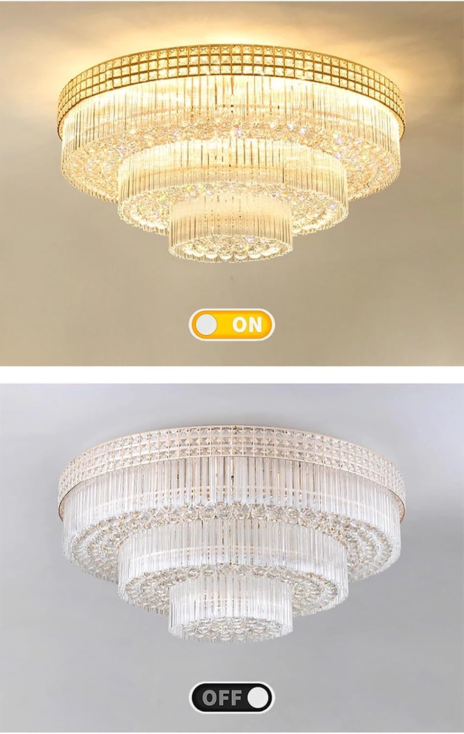 Modern Large Crystal Ceiling Lights for Living Room Lustres LED Gold Silver Ceiling Lamp Luxury Home Decor Lighting Luminaires,Dining Light Fixtures
